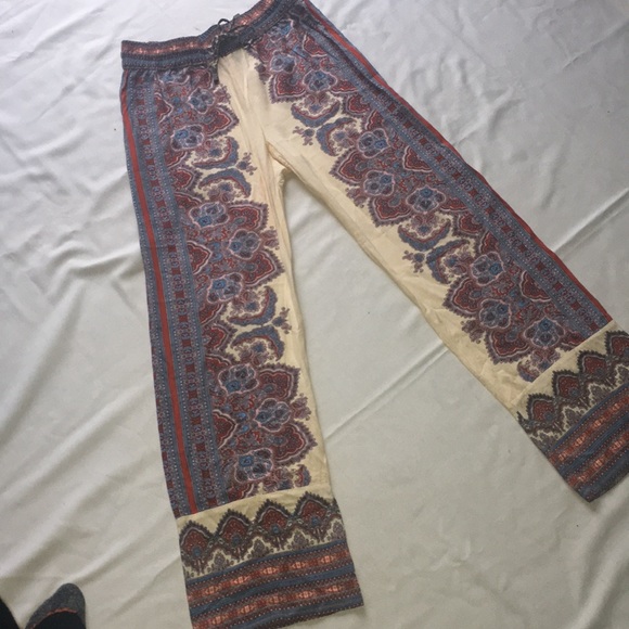 Cynthia Rowley bohemian print wide pants - Picture 2 of 6